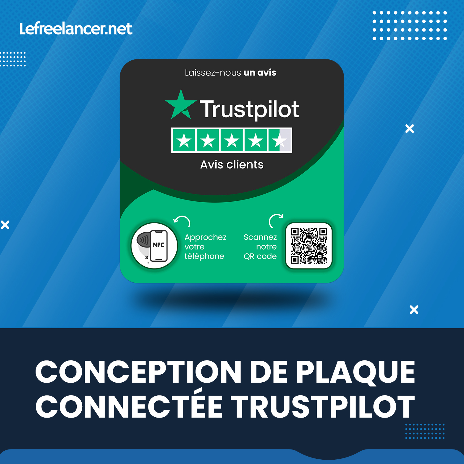 Plaque Connectée Trustpilot Multi-surfaces Avec Puce NFC