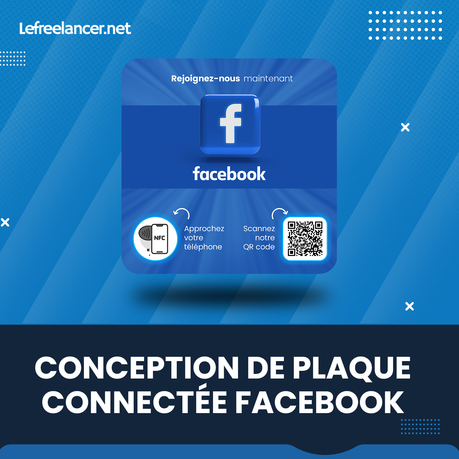 Plaque Connectée Facebook Multi-surfaces Avec Puce NFC