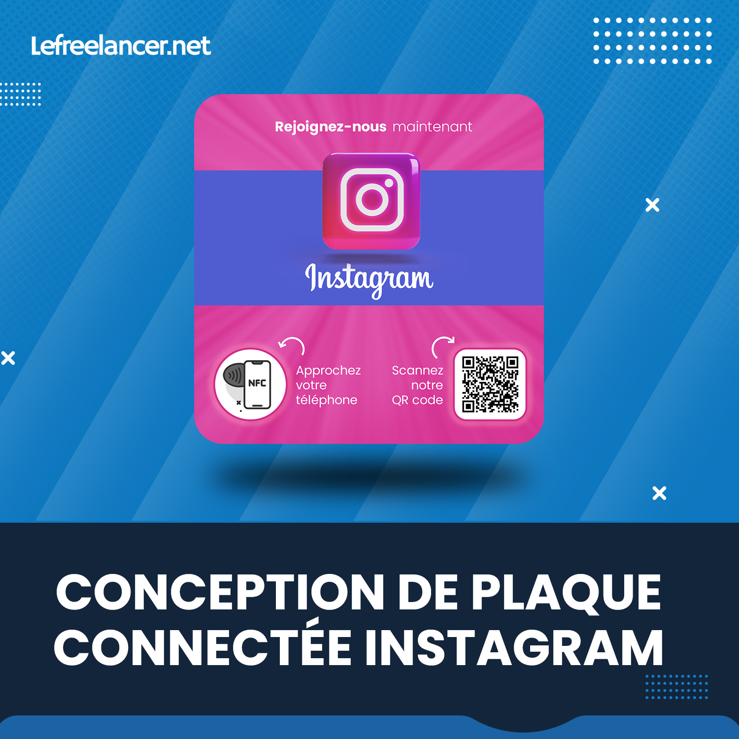 Plaque Connectée Instagram Multi-surfaces Avec Puce NFC