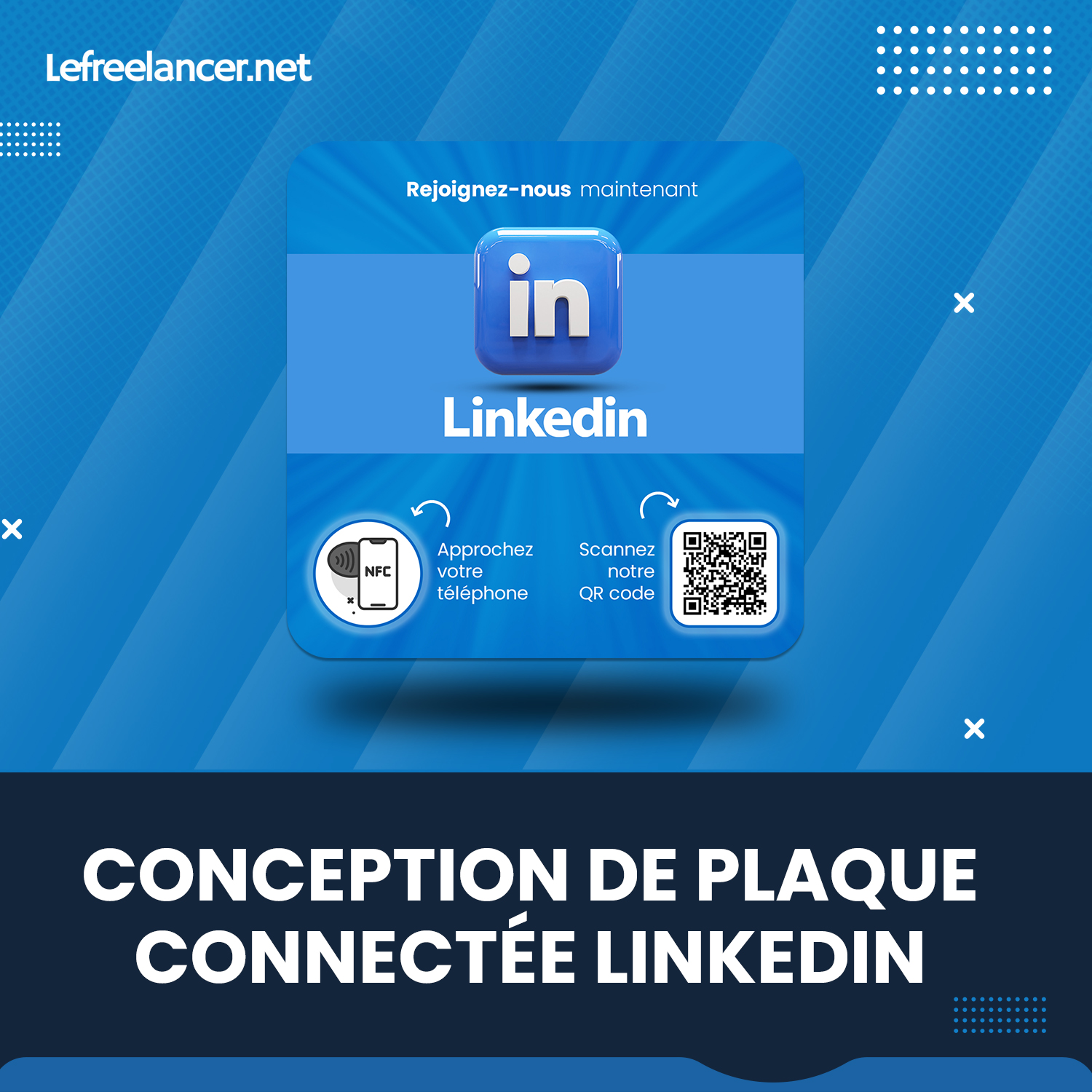Plaque Connectée LinkedIn Multi-surfaces Avec Puce NFC