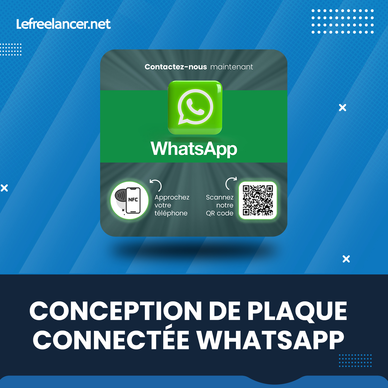 Plaque Connectée WhatsApp Multi-surfaces Avec Puce NFC