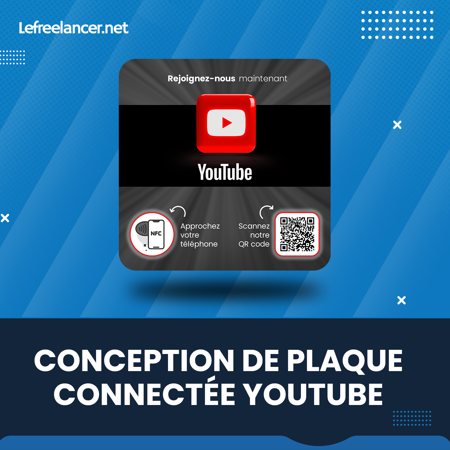Plaque Connectée YouTube Multi-surfaces Avec Puce NFC
