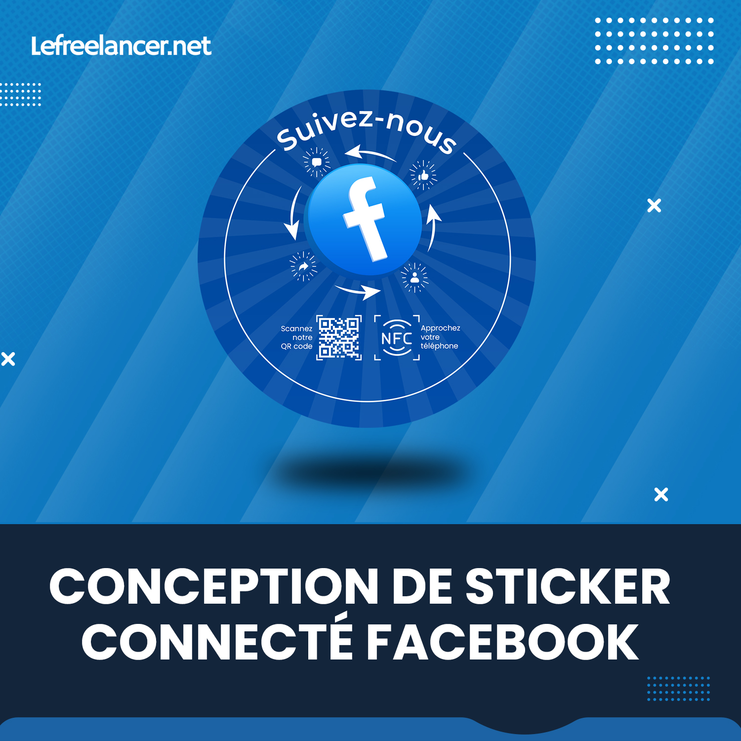 Sticker Connecté Facebook Multi-surfaces Avec Puce NFC