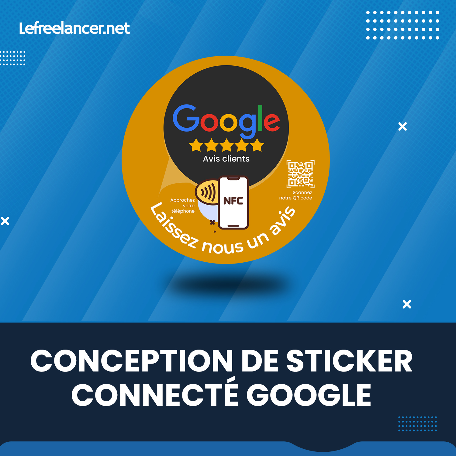 Sticker Connecté Avis Google Multi-surfaces Avec Puce NFC