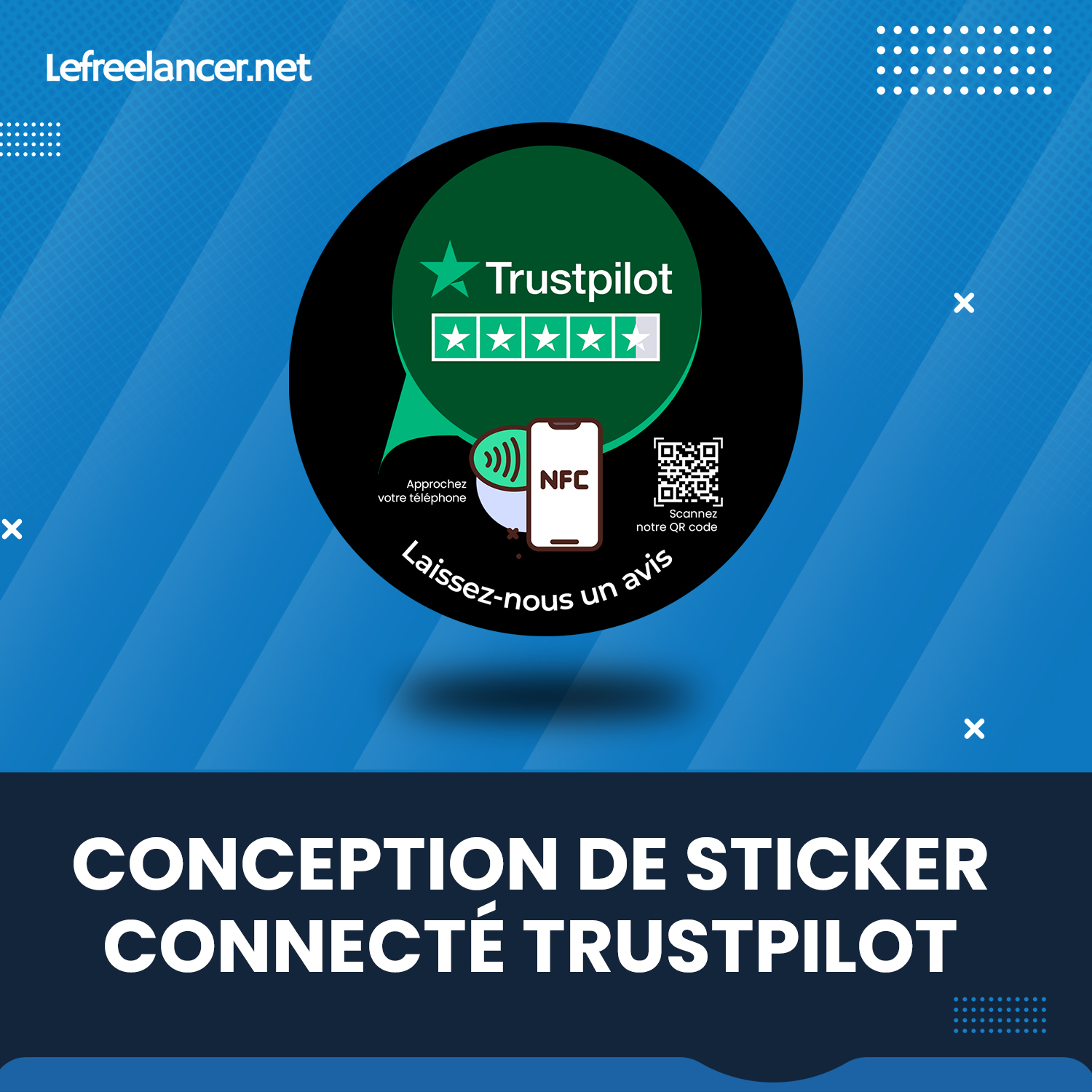 Sticker Connecté Trustpilot Multi-surfaces Avec Puce NFC